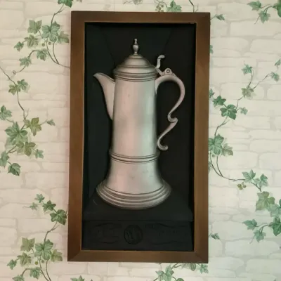 Pair of Framed Coffee Pot Wall Plaques / 3D Kitchen Wall Décor