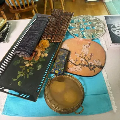 Vintage Decorative Serving Tray & Tabletop Accessory Lot