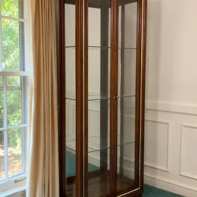American of Martinsville Lighted Glass Curio Cabinet – Mirrored Back & Glass Shelves
