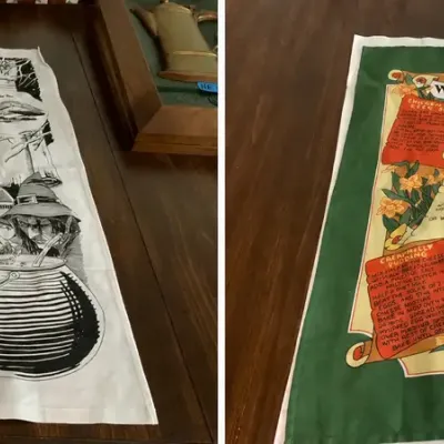 Pair of British Souvenir Tea Towels – Lancashire Witch Country & Traditional Welsh Recipes