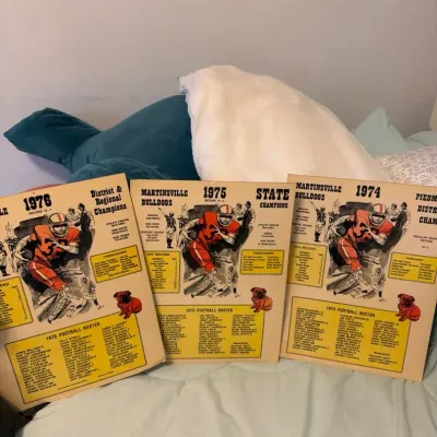 Vintage Martinsville Bulldogs Football Championship Posters – 1974, 1975 & 1976