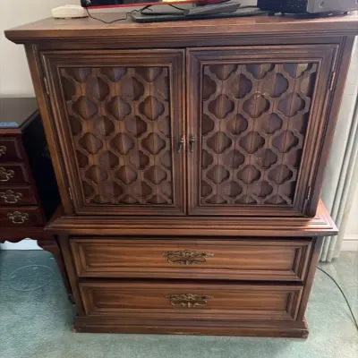 Vintage Mid-Century Mediterranean Style Storage Cabinet / Chest with Drawers few week of