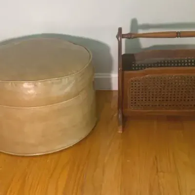Vinyl Ottoman and (2) Magazine Racks