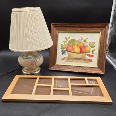 Small Table Lamp & Wall Decor