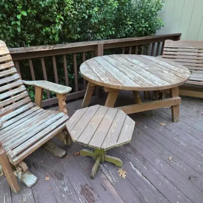 (4) Piece Solid Wood Patio Furniture 