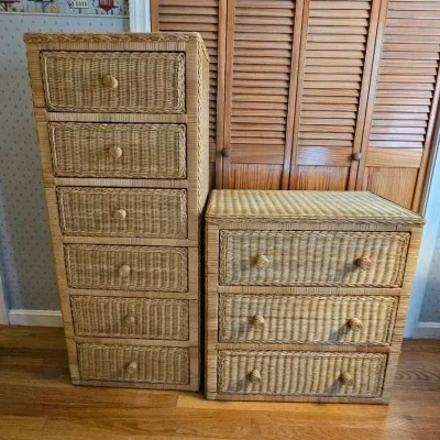 (2) Natural Wicker Dressers