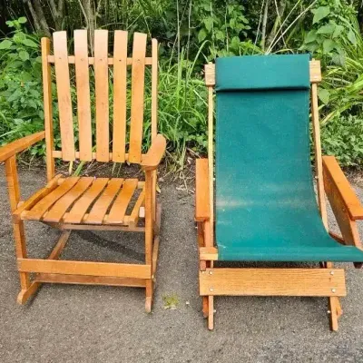 Teak Folding Rocking Chair & Teak Folding Sling Chair