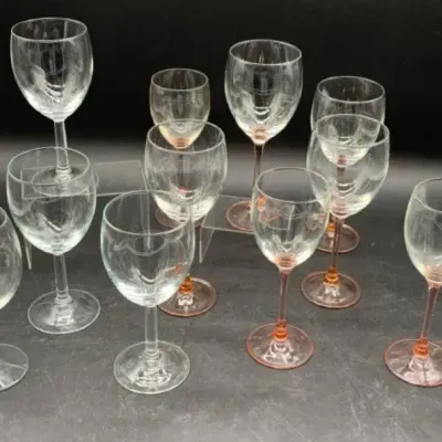 (11) Stemware Glasses - Some Pink Stemmed
