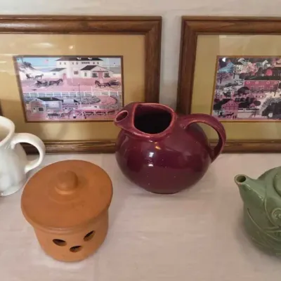 Framed Folk Art & Pottery Pieces