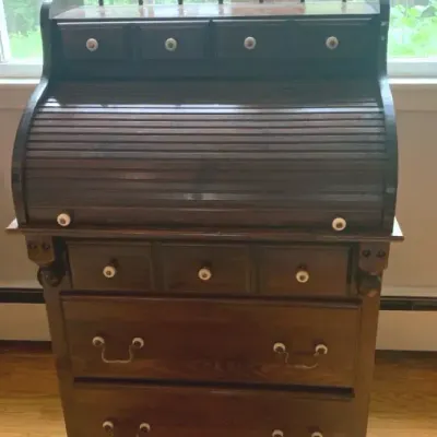 Vintage Roll Top Secretary Desk