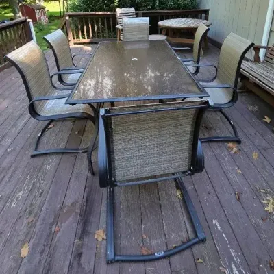 Glass Top Patio Table & Six Chairs