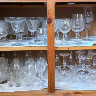 (2) Shelves of Glasses