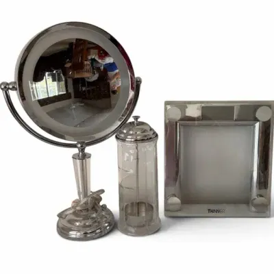 Vanity Mirror, Comb Container & Thinner Scale