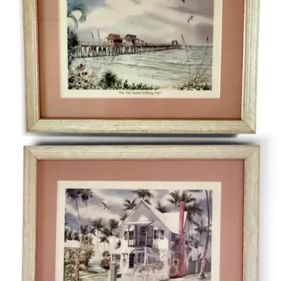 Phil Fisher Naples Florida Limited Edition Prints – Old Naples Fishing Pier & Carriage House