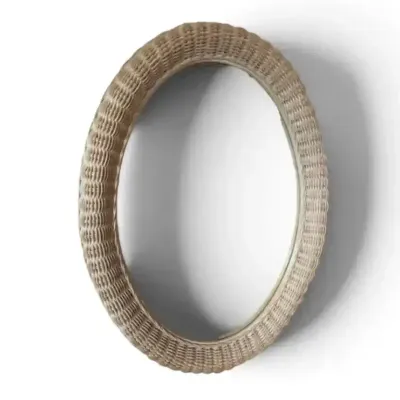 Vintage Oval Wicker Wall Mirror