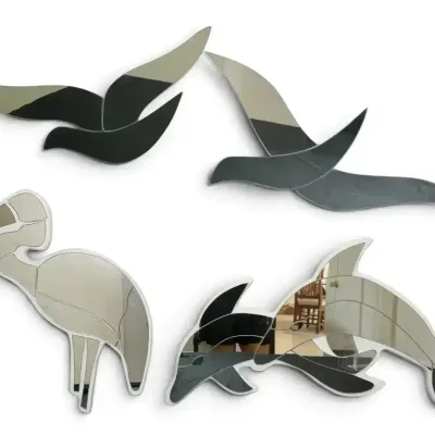 Glass Bird & Dolphin Hanging Wall Decor