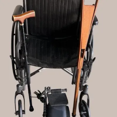ProBasics Wheelchair with Leg Rests & Wooden Crutch