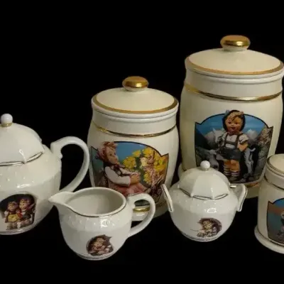 M.J. Hummel Porcelain Tea Set & Canister Collection