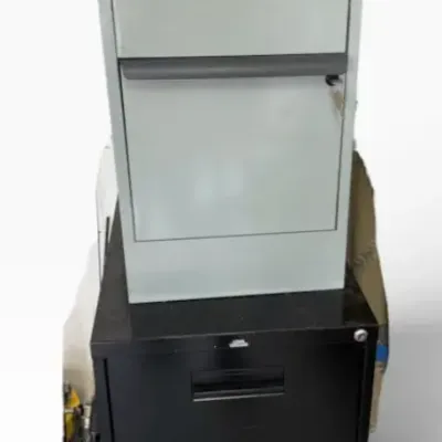 Two-Drawer Metal Filing Cabinets – Gray & Black