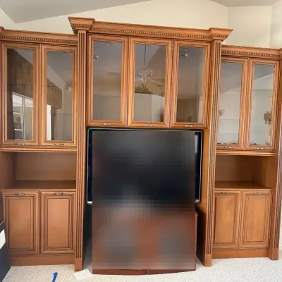 Large Traditional Modular Entertainment Center / Wall Unit with Glass Display Cabinets
