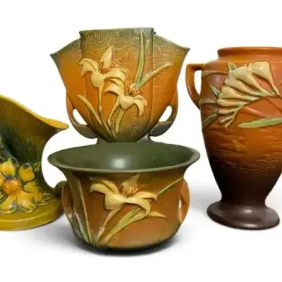 Vintage Roseville Zephyr Lily Art Pottery Collection  4 Pieces