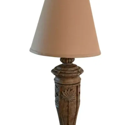 Tropical Palm & Bamboo Statement Table Lamp with Tapered Shade