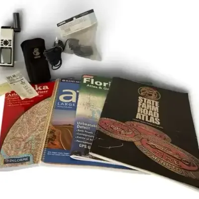 Garmin GPS 48 Handheld GPS with Power Cable, Case, & Road Atlas Collection 