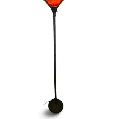 Traditional Torchiere Floor Lamp with Amber Mica-Style Shade
