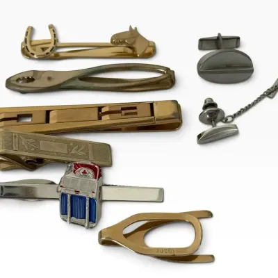 Vintage Men’s Tie Bar, Cufflink & Money Clip Assortment with Equestrian and Automotive Motifs