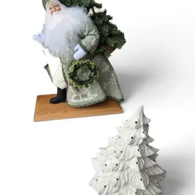 Lynn Haney “Santa of Snowflake Mountain” & Lighted Ceramic Christmas Tree