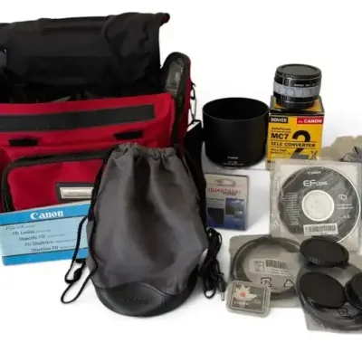 Canon Camera Accessories – Bower 2X Teleconverter, ET-73B Hood, Filter, Bags & More