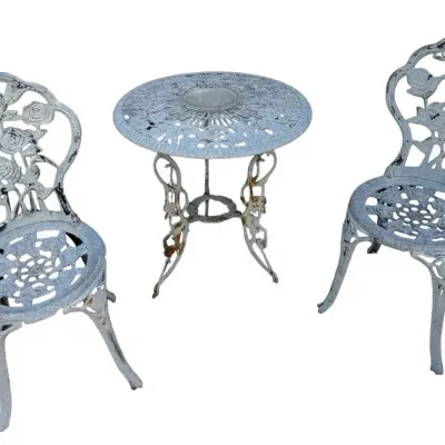 Vintage Cast Metal Rose Garden Bistro Set