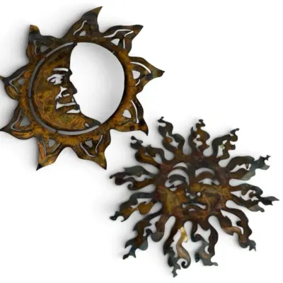 Metal Sun & Moon Celestial Wall Décor