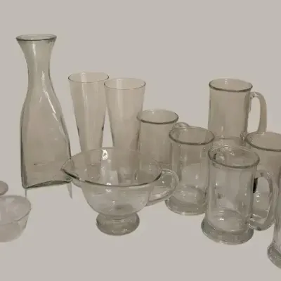 Assorted Clear Glass Drinkware & Serving Collection