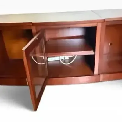 Cherry Finish Modular Entertainment Center / Media Console with Glass Doors