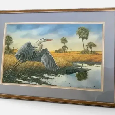 Lee Cable “Everglades Flight” Great Blue Heron Signed Limited Edition Print 942/1500