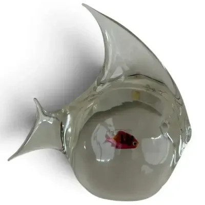 Oggetti Italy Art Glass Fish Sculpture with Interior Fish