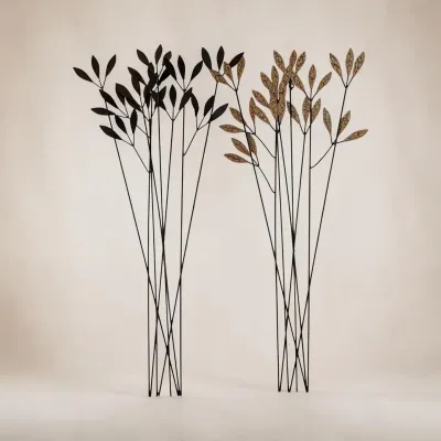 Metal Botanical Leaf Wall Art Sculptures – Set of 2