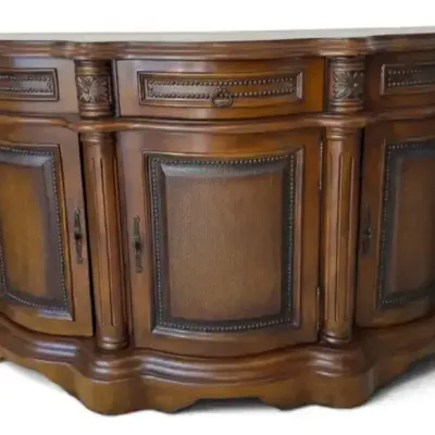 Ornate Traditional Wood Serpentine Sideboard Buffet Cabinet with Storage