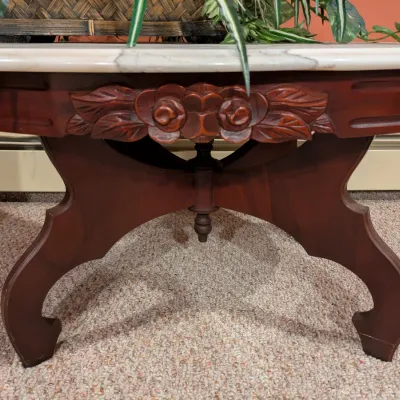 Sale Photo Thumbnail #75: Marble Top Coffee Table, Carved Detail