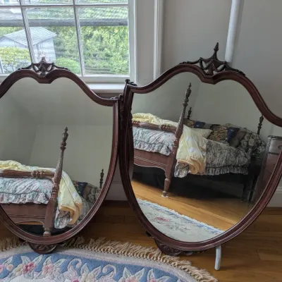Sale Photo Thumbnail #43: Mahogany Crest Mirrors, Set of Two