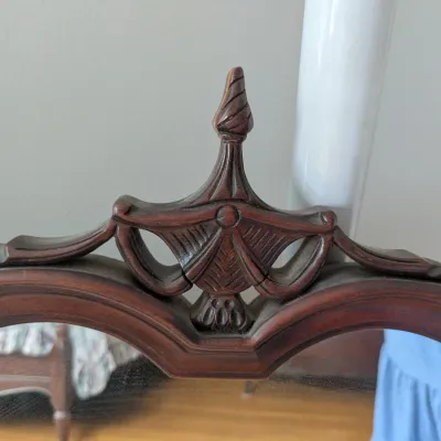 Sale Photo Thumbnail #44: Mahogany Crest Mirrors, Top Detail