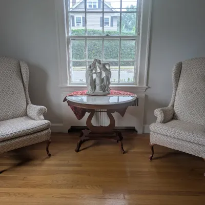 Wingback Chair Set and Marble Table