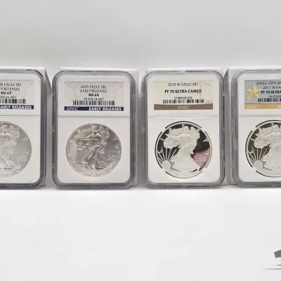 Sale Photo Thumbnail #110: 2172 4 2008 2011 american silver eagle dollars