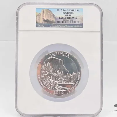 Sale Photo Thumbnail #33: 2008 graded 2010 yosemite national park 5oz silver quarter