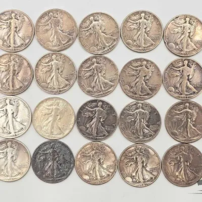 1402 20 walking liberty half dollars