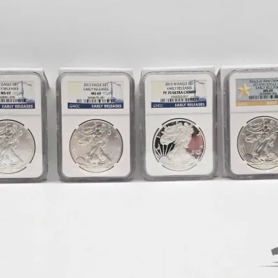 Sale Photo Thumbnail #111: 2174 4 2012 2013 american silver eagle dollars