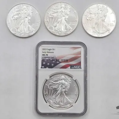 Sale Photo Thumbnail #81: 2102 4 2013 2023 american silver eagle dollars