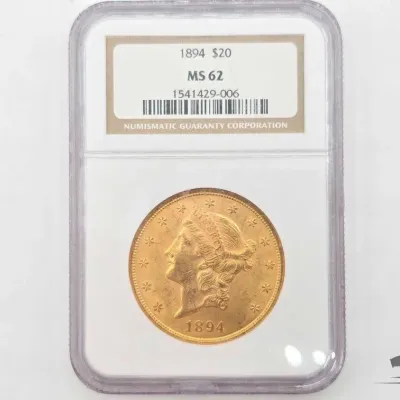Sale Photo Thumbnail #8: 1907 graded 1894 liberty head double eagle 20 gold coin
