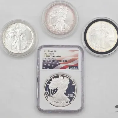 Sale Photo Thumbnail #76: 2092 4 1988 2019 american silver eagle dollars